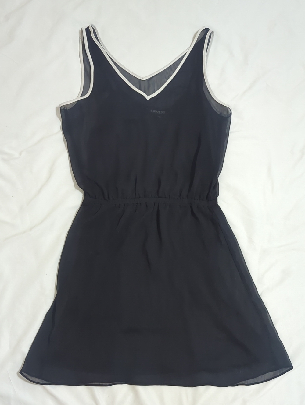 Express Sleeveless Sheer Mini-Dress, Color Black/White Size M